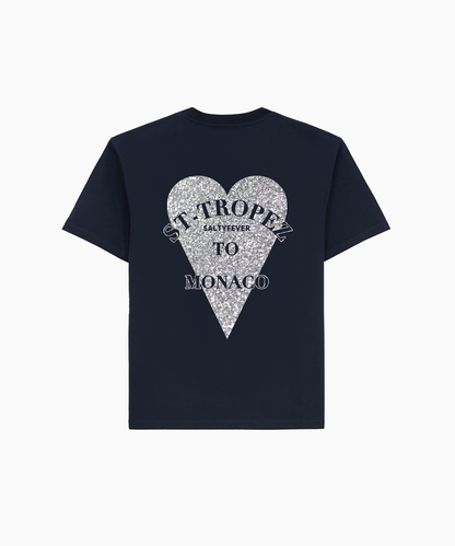 T-SHIRT NAVY GLITTER ARGENTÉ