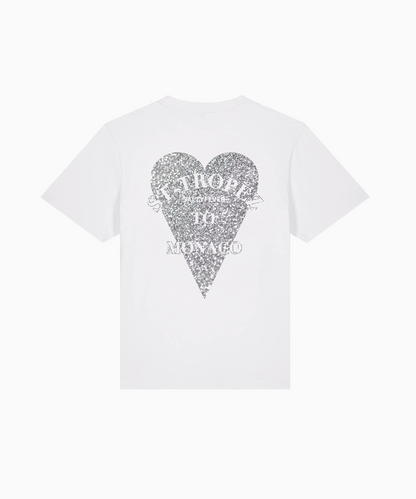 T-SHIRT BLANC GLITTER ARGENTÉ