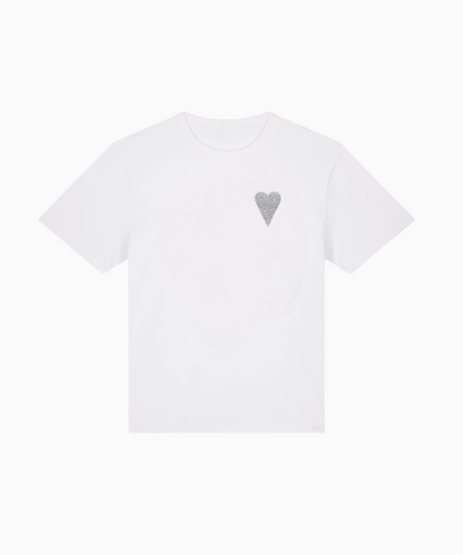 T-SHIRT BLANC GLITTER ARGENTÉ